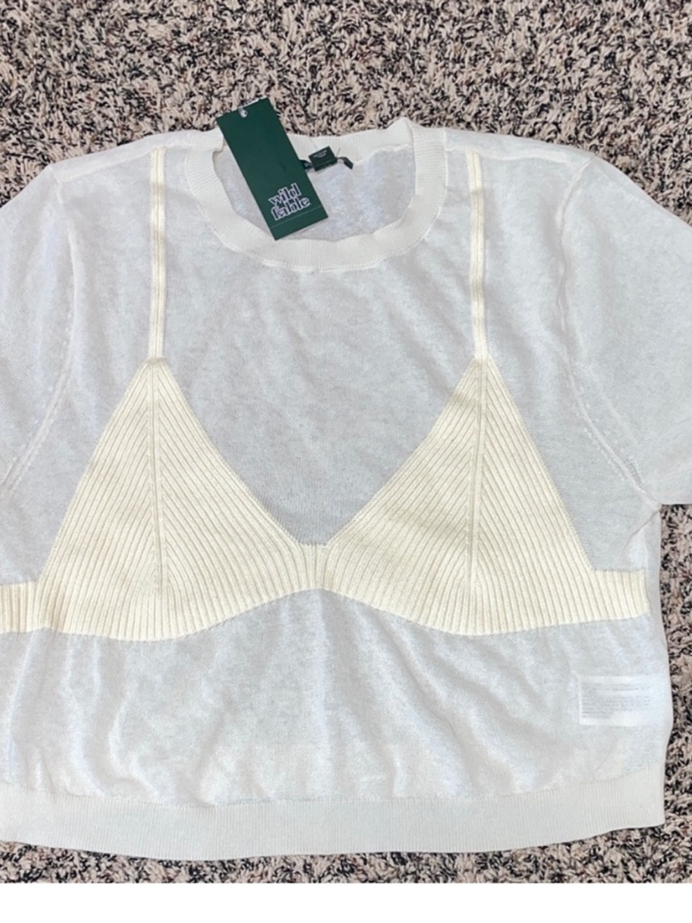 Wild Fable Sheer Knit Textured Blouse Various Sizes Off White | NWT